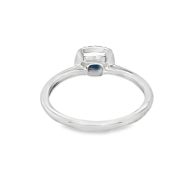 18ct White Gold Sapphire & Diamond Cushion Cluster Ring