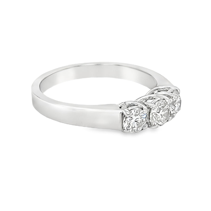 3 Stone Diamond Ring 0.70ct 18ct White Gold side