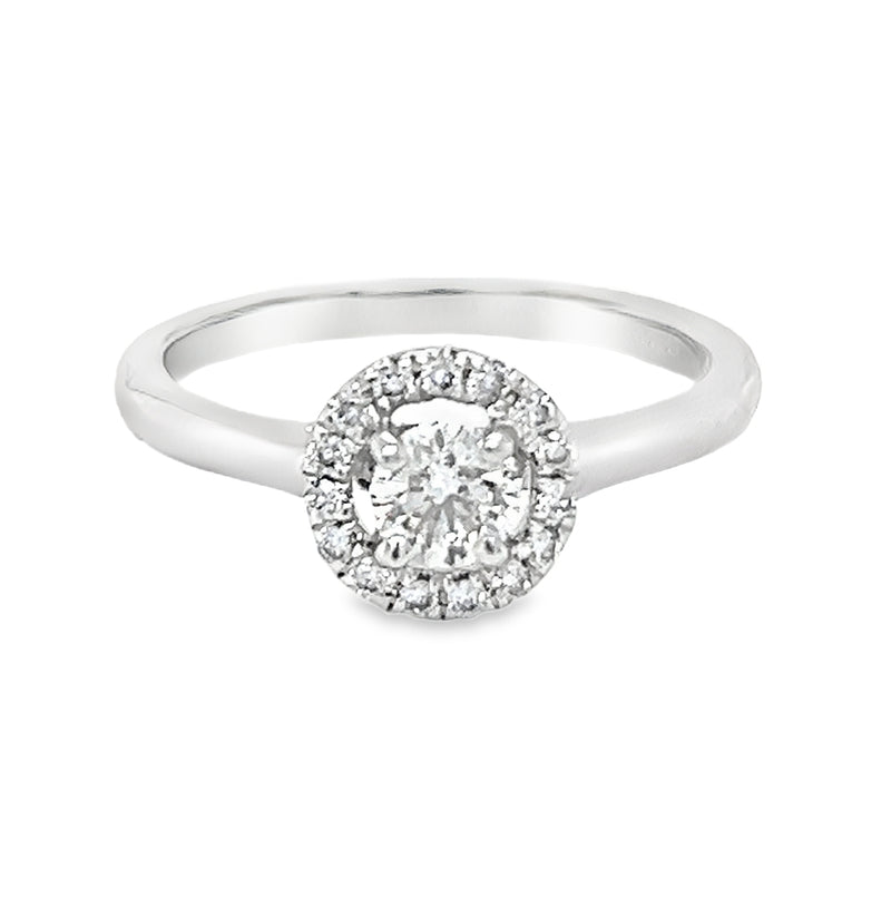 Diamond Halo Ring 0.45ct 18ct White Gold