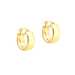 9ct Yellow Gold Wide 14mm Hoop Creole Earrings