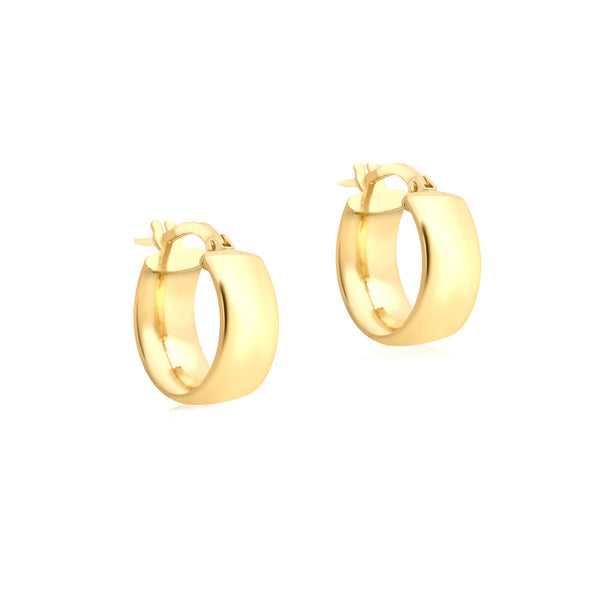 9ct Yellow Gold Wide 14mm Hoop Creole Earrings