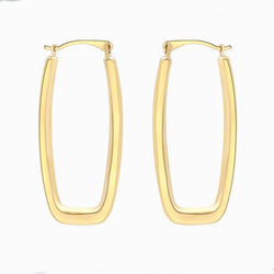 9ct Yellow Gold 14 x 32mm Polished Rectangular Creole Earrings