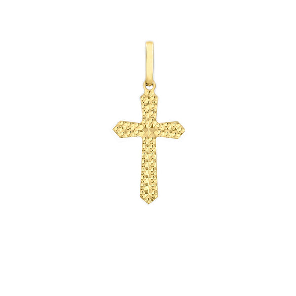 9ct Yellow Gold 11mm x 24mm Embossed Cross Pendant