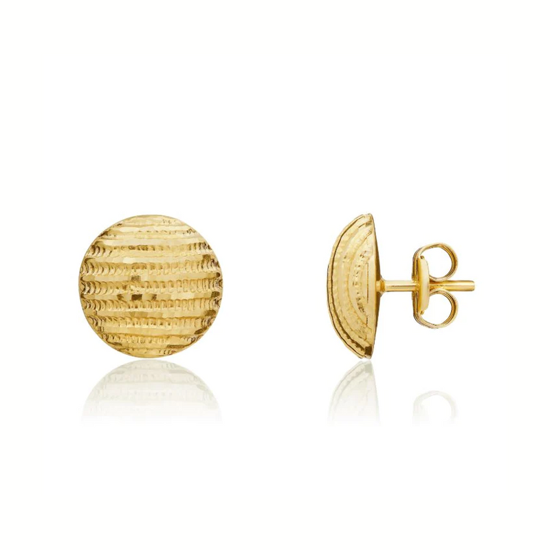 9ct Gold Domed Textured Stud Earrings side