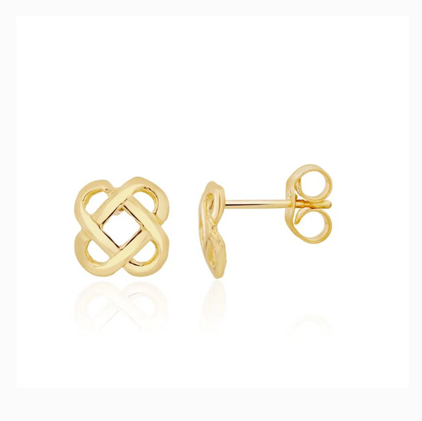 9ct Gold Cushion Celtic Knot Stud Earring side