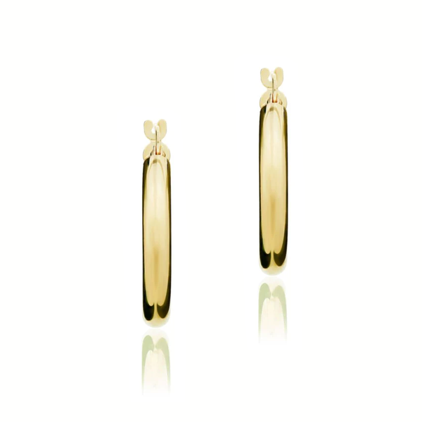 Plain Round Hoop Earrings 9ct Gold