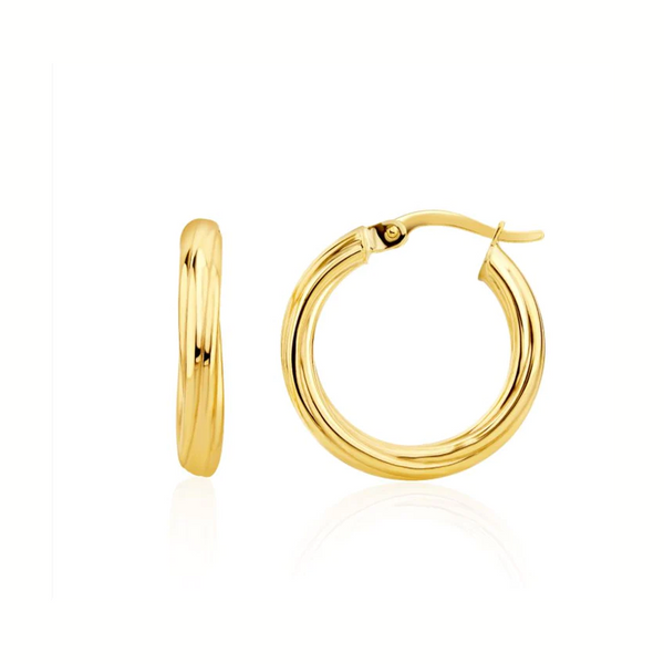 9ct Gold 20mm Twist Hoop Earring front