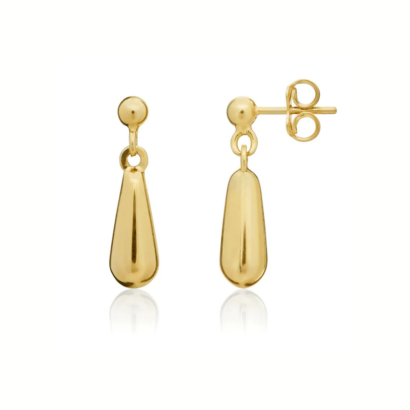 9ct Yellow Gold Short Bombe Drop Earrings