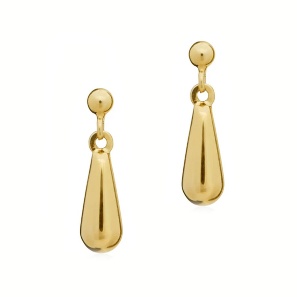 9ct Yellow Gold Short Bombe Drop Earrings