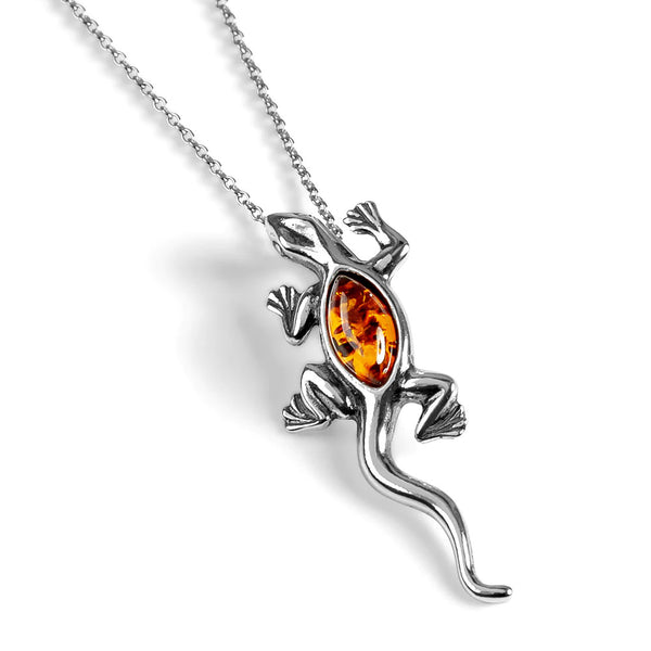 Henryka Small Lizard Necklace in Silver