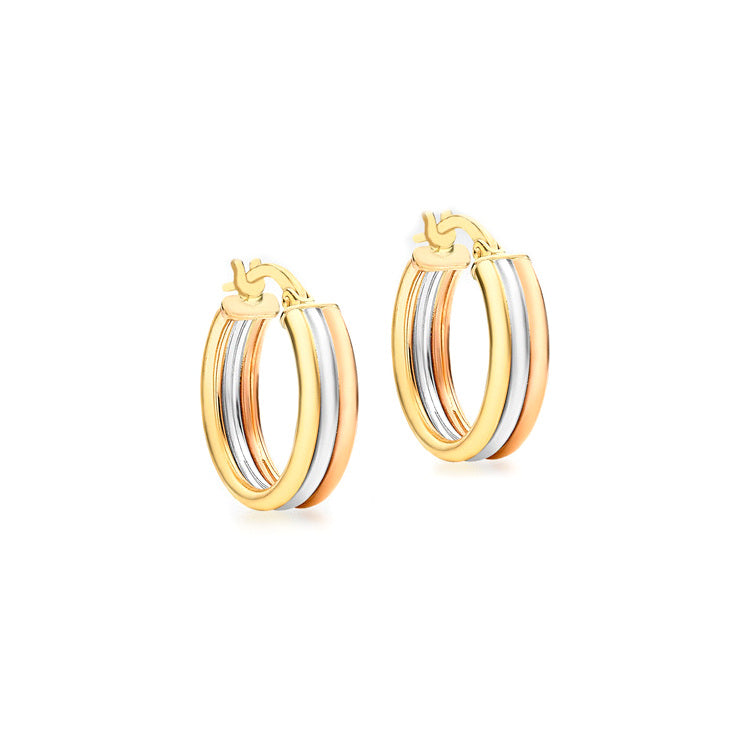 Three colour clearance gold hoop earrings