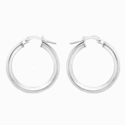 9ct White Gold 21mm Polished Hoop Creole Earrings