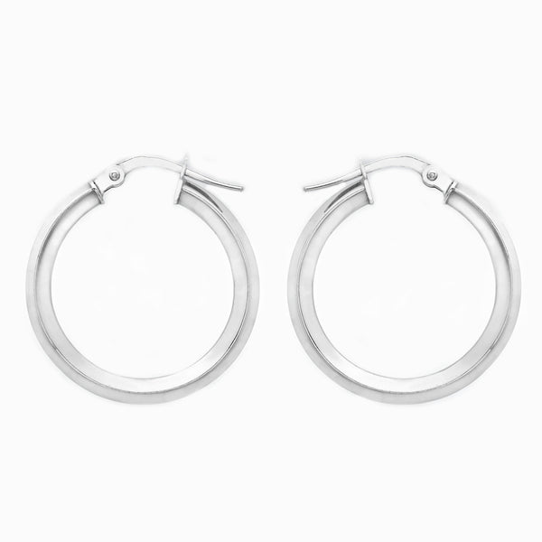 9ct White Gold 21mm Polished Hoop Creole Earrings