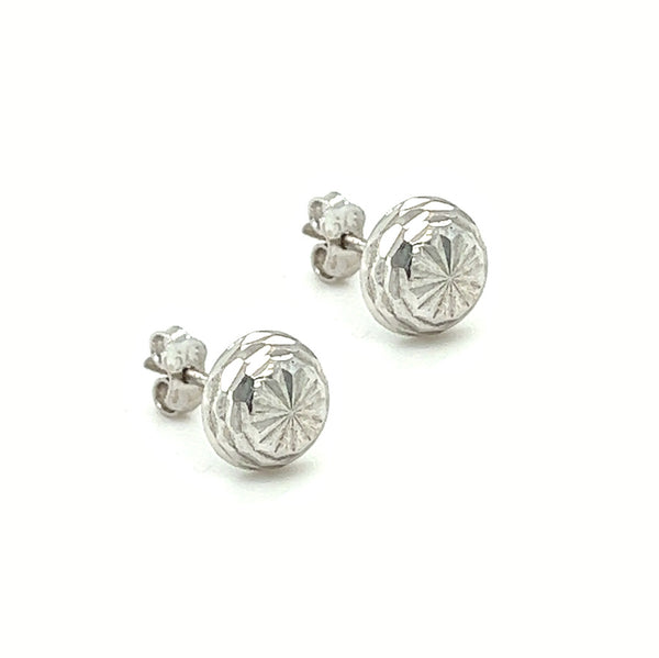 9ct White Gold Diamond Cut Stud Earrings side