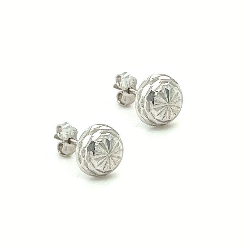 9ct White Gold Diamond Cut Stud Earrings side