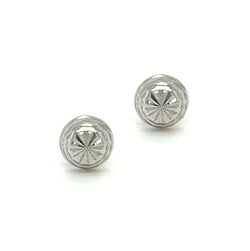 9ct White Gold Diamond Cut Stud Earrings