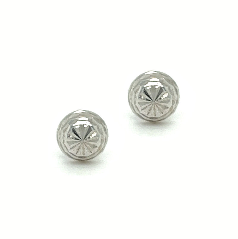 9ct White Gold Diamond Cut Stud Earrings