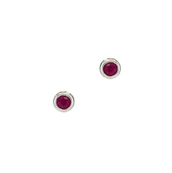 9ct White Gold 3mm Ruby Stud Earrings