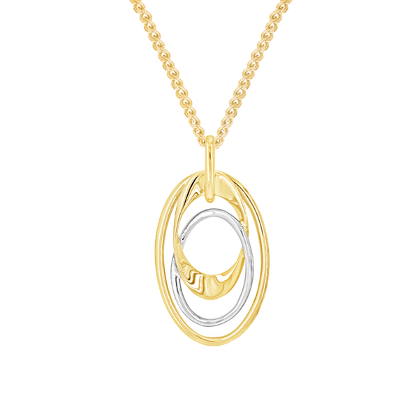 9ct Yellow & White Gold Open Oval Pendant by Amore