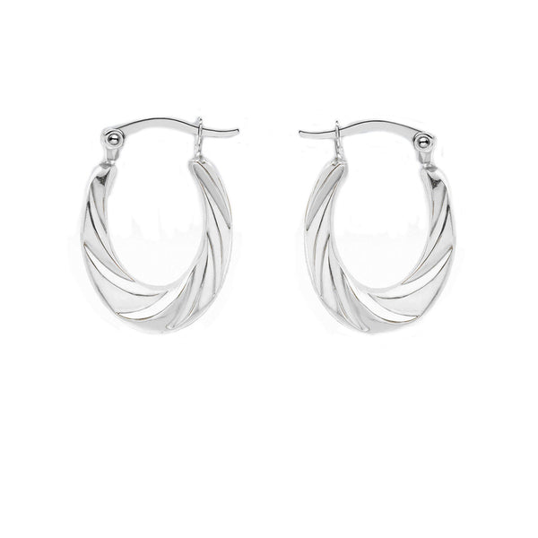 Sterling Silver 19.3mm x 26mm Twisted Oval Creole Earrings