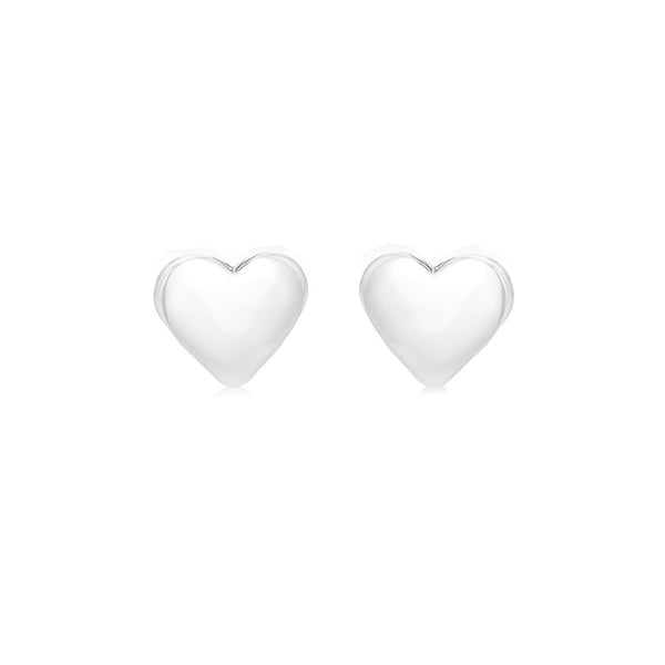 Sterling Silver Puff-Heart Stud Earrings