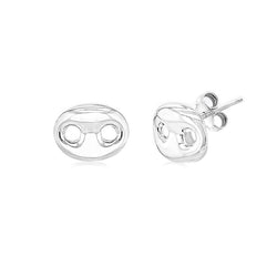 Sterling Silver Rambo Link Stud Earrings