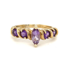 5 Stone Amethyst Ring 9ct Gold