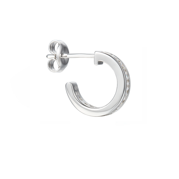 Amore Argento Channel CZ Half Hoop Earrings  side