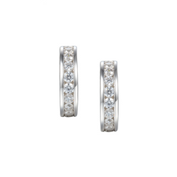 Amore Argento Channel CZ Half Hoop Earrings  9284SILCZ