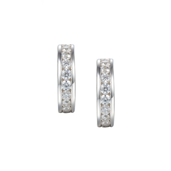 Amore Argento Channel CZ Half Hoop Earrings  9284SILCZ