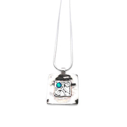 Aviv Silver Square Pendant with Opal ASN085OP