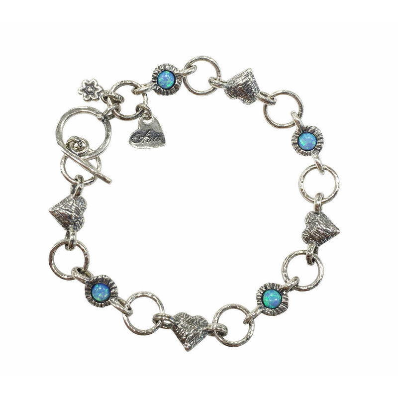 Aviv Silver Circle Hearts & Opal Bracelet B01630