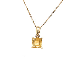 9ct Gold Square Cut Citrine Pendant