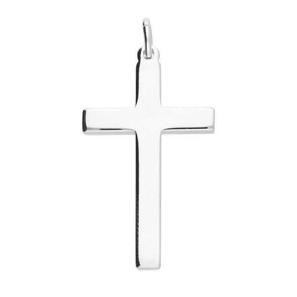 Sterling Silver Plain Solid Block Cross 30x18mm