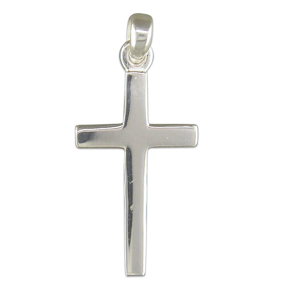 Sterling Silver Plain Solid Block Cross 22x12mm