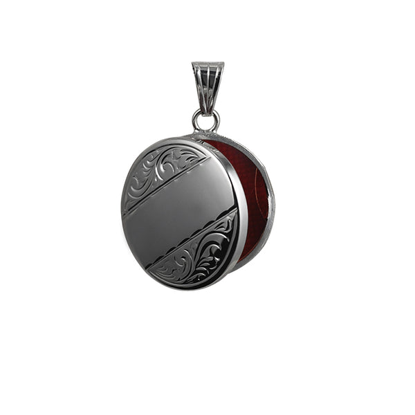 Sterling Silver Round Engraved Locket