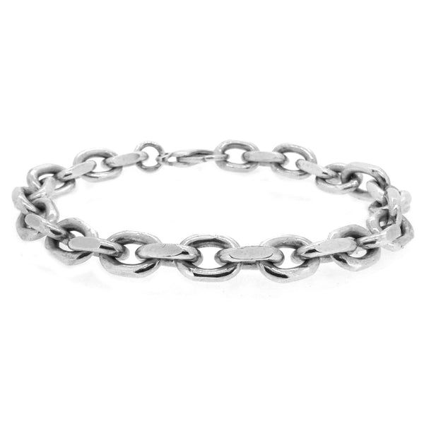 Sterling Silver Men's Chunky Oval Belcher Bracelet