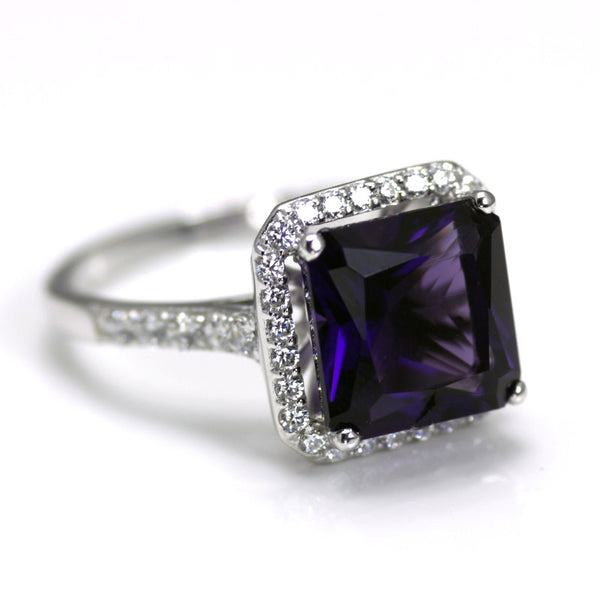 Sterling Silver Purple & White CZ Ring