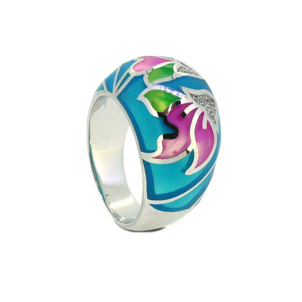 Silver Enamel Ring PUR004CZ