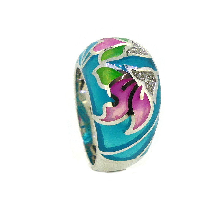 Silver Enamel Ring PUR004CZ