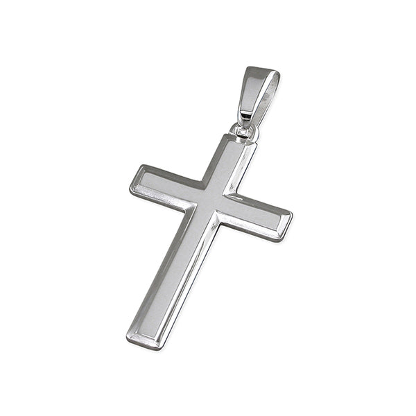 Sterling Silver Plain Ridged Cross 30x20mm