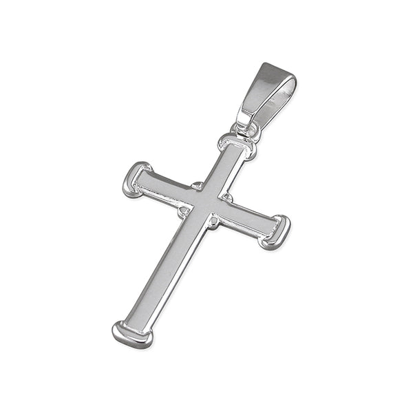 Sterling Silver Plain Block Tipped Cross 30x20mm