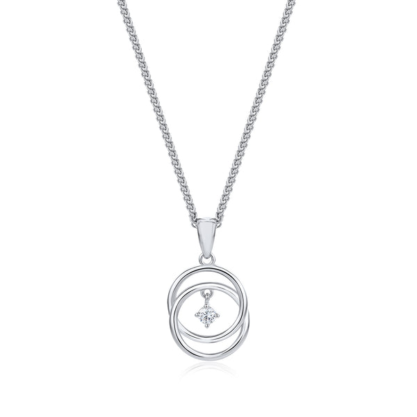 The Real Effect Silver CZ Double Circle Necklace RE42904