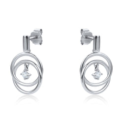 The Real Effect CZ Double Circle Drop Earrings RE43454