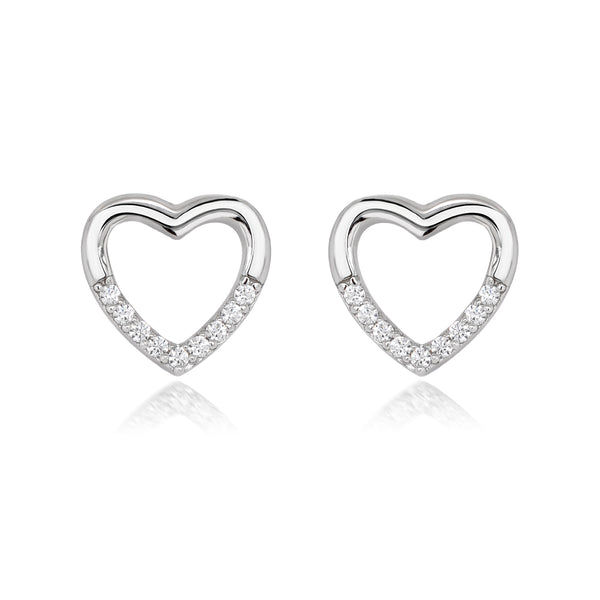 The Real Effect Open Heart CZ Stud Earrings RE51354