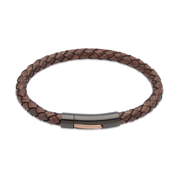 Unique & Co Mens Leather Bracelet B320ADB