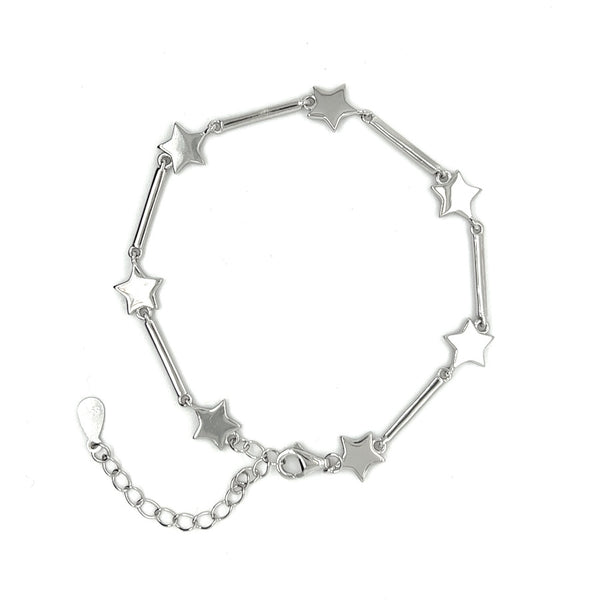 Sterling Silver Star & Bar Link Bracelet