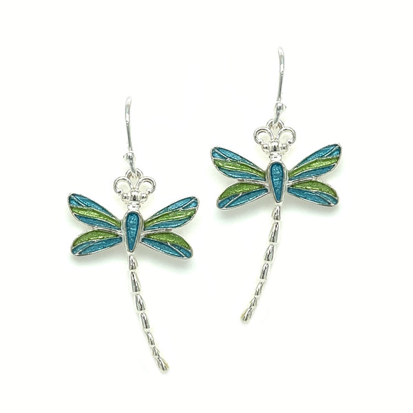 Sterling Silver Dragonfly Drop Earrings