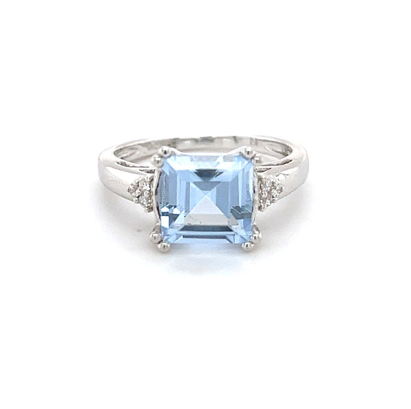 Sterling Silver Sky Blue Topaz & CZ Ring