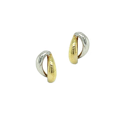 9ct Yellow & White Gold Open Stud Earrings